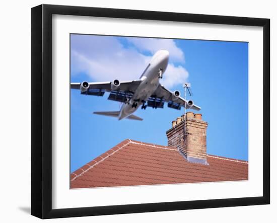 Low-Flying Aircraft Over Rooftops Near London Heathrow Airport, Greater London, England-Mark Mawson-Framed Photographic Print