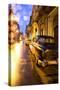 Low Light View Along a Street Towards the Capitolio with Street Lights Reflecting in the Wet Tarmac-Lee Frost-Stretched Canvas