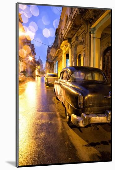 Low Light View Along a Street Towards the Capitolio with Street Lights Reflecting in the Wet Tarmac-Lee Frost-Mounted Photographic Print