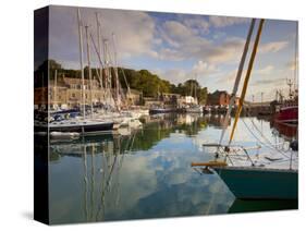 Low Morning Light and Sailing Yacht Reflections at Padstow Harbour, Cornwall, England, United Kingd-Neale Clark-Stretched Canvas