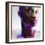 Low Poly Abstract Portrait of a Black Girl-musicman-Framed Art Print