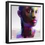 Low Poly Abstract Portrait of a Black Girl-musicman-Framed Art Print