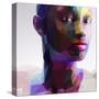 Low Poly Abstract Portrait of a Black Girl-musicman-Stretched Canvas