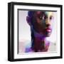 Low Poly Abstract Portrait of a Black Girl-musicman-Framed Art Print