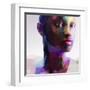 Low Poly Abstract Portrait of a Black Girl-musicman-Framed Art Print