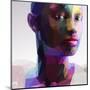 Low Poly Abstract Portrait of a Black Girl-musicman-Mounted Art Print