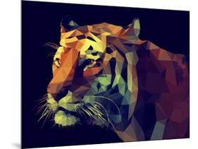 Low Poly Design. Tiger Illustration.-Kundra-Mounted Art Print