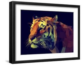 Low Poly Design. Tiger Illustration.-Kundra-Framed Art Print