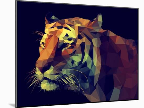 Low Poly Design. Tiger Illustration.-Kundra-Mounted Art Print