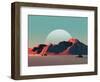 Low-Poly Mountain Landscape at Dusk with Moon-Mark Kirkpatrick-Framed Art Print