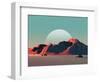 Low-Poly Mountain Landscape at Dusk with Moon-Mark Kirkpatrick-Framed Art Print