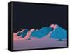 Low-Poly Mountain Landscape at Night with Stars-Mark Kirkpatrick-Framed Stretched Canvas