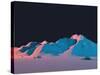 Low-Poly Mountain Landscape at Night with Stars-Mark Kirkpatrick-Stretched Canvas