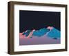 Low-Poly Mountain Landscape at Night with Stars-Mark Kirkpatrick-Framed Art Print
