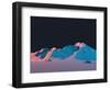 Low-Poly Mountain Landscape at Night with Stars-Mark Kirkpatrick-Framed Art Print