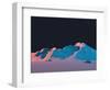 Low-Poly Mountain Landscape at Night with Stars-Mark Kirkpatrick-Framed Art Print