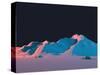 Low-Poly Mountain Landscape at Night with Stars-Mark Kirkpatrick-Stretched Canvas