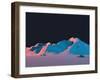 Low-Poly Mountain Landscape at Night with Stars-Mark Kirkpatrick-Framed Art Print