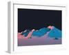 Low-Poly Mountain Landscape at Night with Stars-Mark Kirkpatrick-Framed Art Print