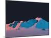 Low-Poly Mountain Landscape at Night with Stars-Mark Kirkpatrick-Mounted Art Print