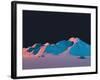 Low-Poly Mountain Landscape at Night with Stars-Mark Kirkpatrick-Framed Art Print