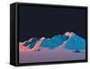 Low-Poly Mountain Landscape at Night with Stars-Mark Kirkpatrick-Framed Stretched Canvas