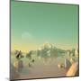 Low-Poly Mountain Landscape Reflecting on Water-Mark Kirkpatrick-Mounted Art Print