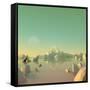 Low-Poly Mountain Landscape Reflecting on Water-Mark Kirkpatrick-Framed Stretched Canvas