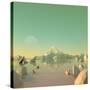 Low-Poly Mountain Landscape Reflecting on Water-Mark Kirkpatrick-Stretched Canvas