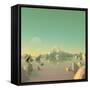 Low-Poly Mountain Landscape Reflecting on Water-Mark Kirkpatrick-Framed Stretched Canvas