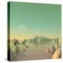Low-Poly Mountain Landscape Reflecting on Water-Mark Kirkpatrick-Stretched Canvas