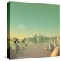 Low-Poly Mountain Landscape Reflecting on Water-Mark Kirkpatrick-Stretched Canvas