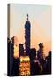 Low Poly New York Art - 1 WTC Sunset II-Philippe Hugonnard-Stretched Canvas