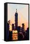 Low Poly New York Art - 1 WTC Sunset II-Philippe Hugonnard-Framed Stretched Canvas