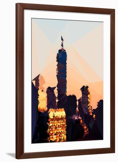 Low Poly New York Art - 1 WTC Sunset II-Philippe Hugonnard-Framed Art Print