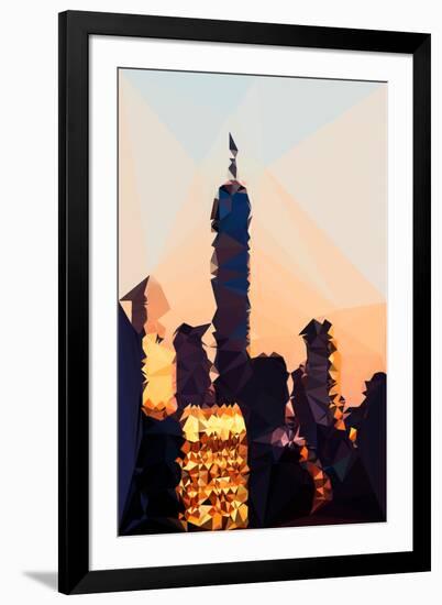 Low Poly New York Art - 1 WTC Sunset II-Philippe Hugonnard-Framed Art Print