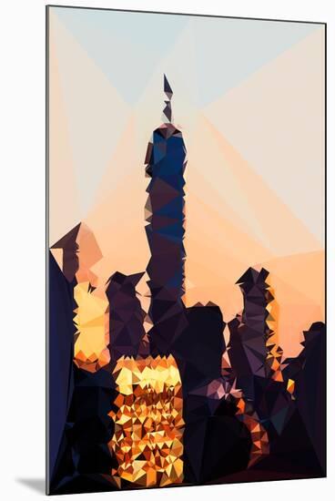 Low Poly New York Art - 1 WTC Sunset II-Philippe Hugonnard-Mounted Art Print