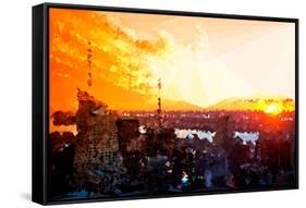 Low Poly New York Art - Amazing Sunset-Philippe Hugonnard-Framed Stretched Canvas