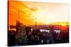 Low Poly New York Art - Amazing Sunset-Philippe Hugonnard-Stretched Canvas