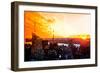 Low Poly New York Art - Amazing Sunset-Philippe Hugonnard-Framed Premium Giclee Print