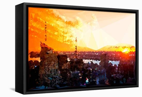 Low Poly New York Art - Amazing Sunset-Philippe Hugonnard-Framed Stretched Canvas