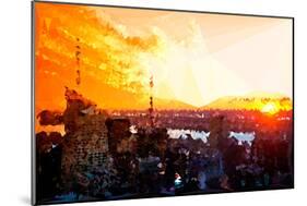 Low Poly New York Art - Amazing Sunset-Philippe Hugonnard-Mounted Art Print