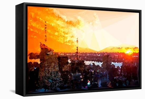 Low Poly New York Art - Amazing Sunset-Philippe Hugonnard-Framed Stretched Canvas