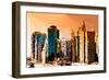 Low Poly New York Art - Architecture at Sunset-Philippe Hugonnard-Framed Art Print