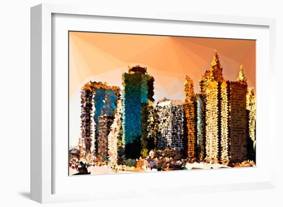 Low Poly New York Art - Architecture at Sunset-Philippe Hugonnard-Framed Art Print