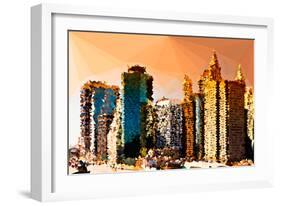 Low Poly New York Art - Architecture at Sunset-Philippe Hugonnard-Framed Art Print