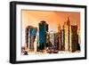 Low Poly New York Art - Architecture at Sunset-Philippe Hugonnard-Framed Premium Giclee Print