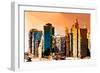 Low Poly New York Art - Architecture at Sunset-Philippe Hugonnard-Framed Premium Giclee Print