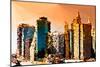 Low Poly New York Art - Architecture at Sunset-Philippe Hugonnard-Mounted Premium Giclee Print