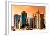 Low Poly New York Art - Architecture at Sunset-Philippe Hugonnard-Framed Art Print